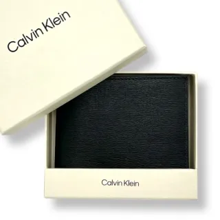 【Calvin Klein】專櫃禮盒 CK 男生 短夾 經典字母 水波紋素面 零錢袋 皮夾(4D1072G 送禮首選)