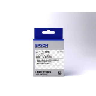 【EPSON】官方直營 標籤帶 消光霧面系列 透明底白字/24mm(LK-6TWJ)