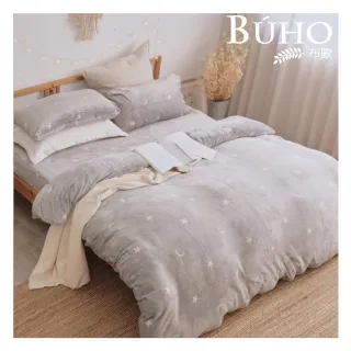 【BUHO布歐】極柔暖法蘭絨兩用被套/毯雙人床包四件組(多款任選)