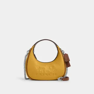 【COACH】蔻馳官方直營 CARMEN撞色迷你斜背包 側背包 斜挎包 手提包-SV/黃金色 混合色(CT884)
