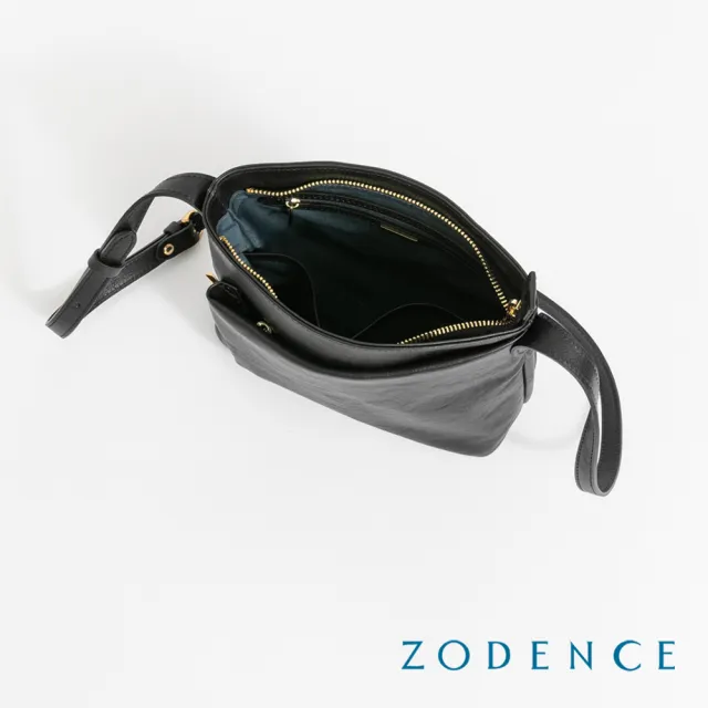 【ZODENCE 佐登司】CHORD義大利植鞣革商務休閒方塊斜背包(深邃黑)