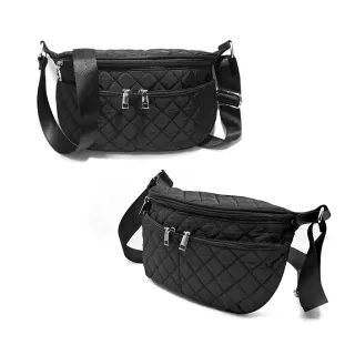 【吉豐洋行】防潑水尼龍配皮大容量菱格斜背包/側背包/胸包(防水包 獨家訂製款 斜背/側背/胸包)