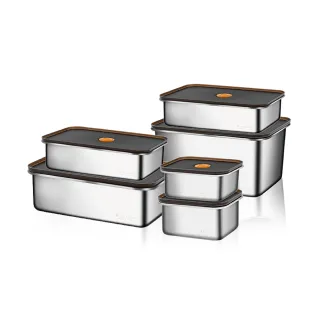 【MASIONS 美心】DELUXE頂級不銹鋼氣密可微波超大容量保鮮盒6件組(電鍋/微波爐皆適用)