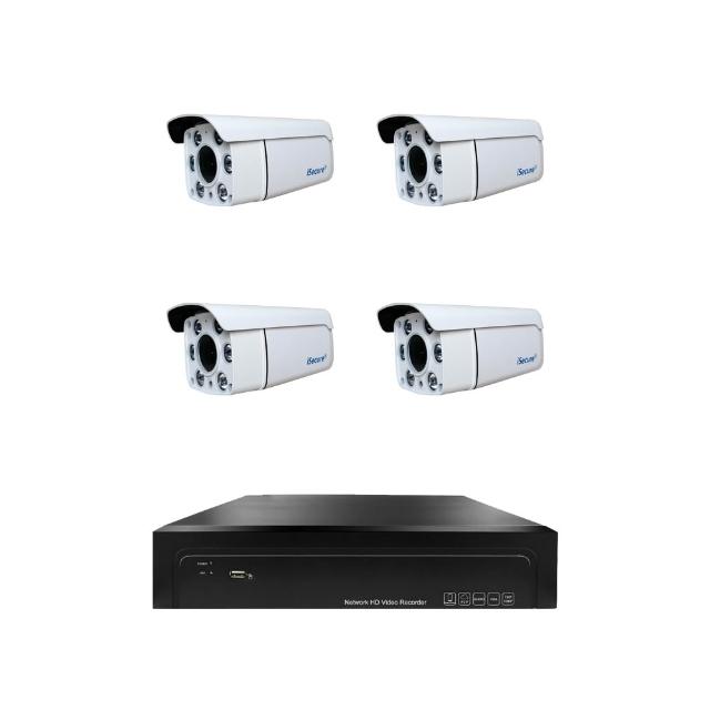 【iSecure】四路智慧雙光DIY監視器基本款:一部八路 4K 監控主機+四部智慧雙光 3MP 子彈型攝影機(PoE)