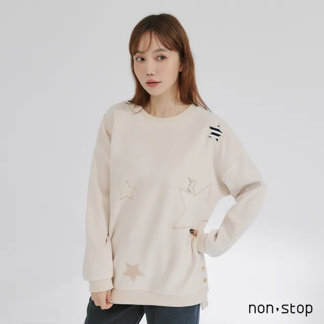 【non-stop】暖絨星光刺繡寬鬆T恤-2色