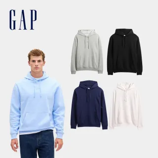 【GAP】男裝 Logo刺繡刷毛帽T-多色任選(795625)