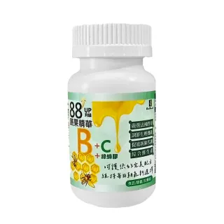 【宏醫】88種UP升級蔬果綜合B群+C+綠蜂膠12入組(30顆/瓶 蔬果酵素 菸鹼酸 泛酸 生物素 綠蜂膠)