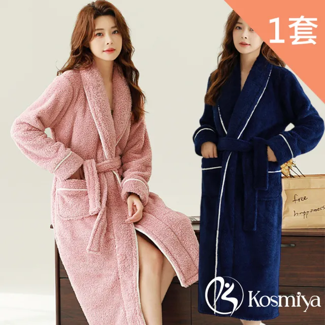 【Kosmiya】1套 多款任選 法蘭絨保暖可愛小熊睡袍/女睡衣/長袖睡衣/連身洋裝/洋裝/保暖睡衣(均碼/加大碼)