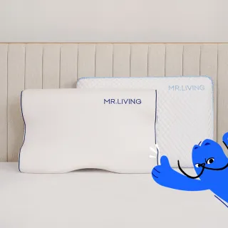 【MR. LIVING 居家先生】買一送一 護頸減壓蝶型記憶枕/涼感減壓記憶枕/枕頭(專利減壓記憶棉 抗菌內表布)