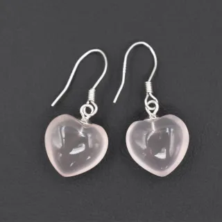 【鑫運來】◎桃心粉晶耳勾式耳環(925銀)