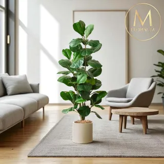 【Floral M】居家綠植1.5公尺琴葉榕室內大型仿真植栽（贈送花盆）(永生植栽/室內佈置/仿真樹/植栽擺放)