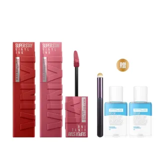 【MAYBELLINE 媚比琳】雙12限定★超持久水光鎖吻唇釉 Vinly ink  2入組(#鎖吻棒#絲絨甜點系列#Hello Kitty)