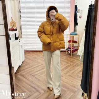 【my stere 我的時尚秘境】雙11 簡約連帽鵝絨外套 兩色可選(連帽羽絨外套 高領羽絨 保暖外套 登