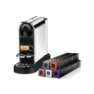 【Nespresso】膠囊咖啡機 CitiZ Platinum_不鏽鋼金屬色 飲水機 全自動咖啡機(訂製咖啡時光50顆組)