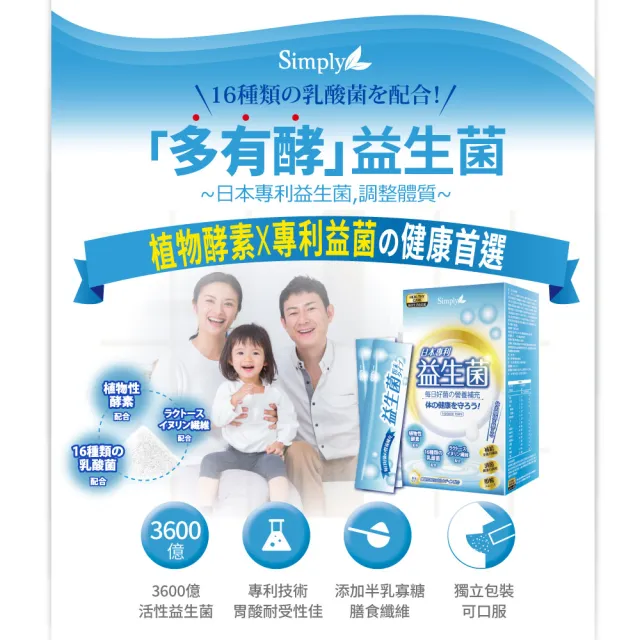 【Simply 新普利】日本專利益生菌30包(3盒)(調整體質.日本專利)