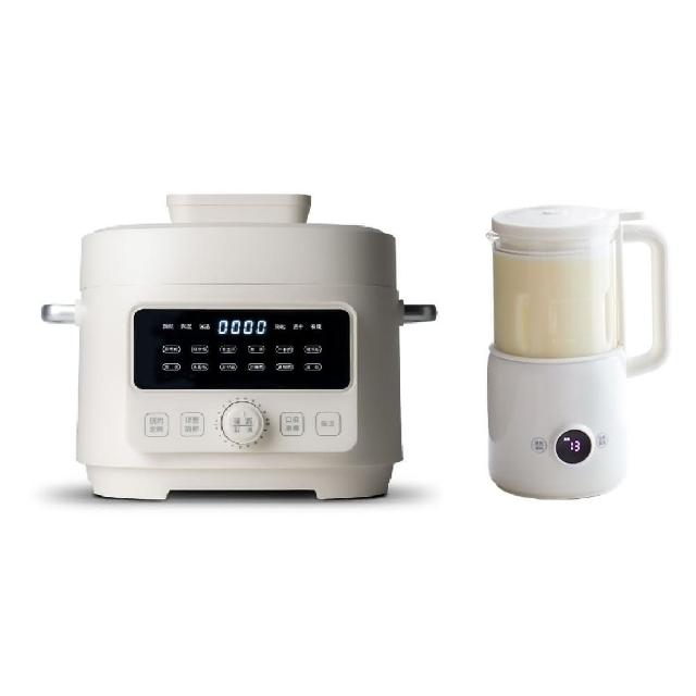 【日本APIXINTL 安本素】4L智能變頻萬用鍋/壓力鍋(AO-PC01)+營養調理機/豆漿機/破壁機(AO-MOB06)