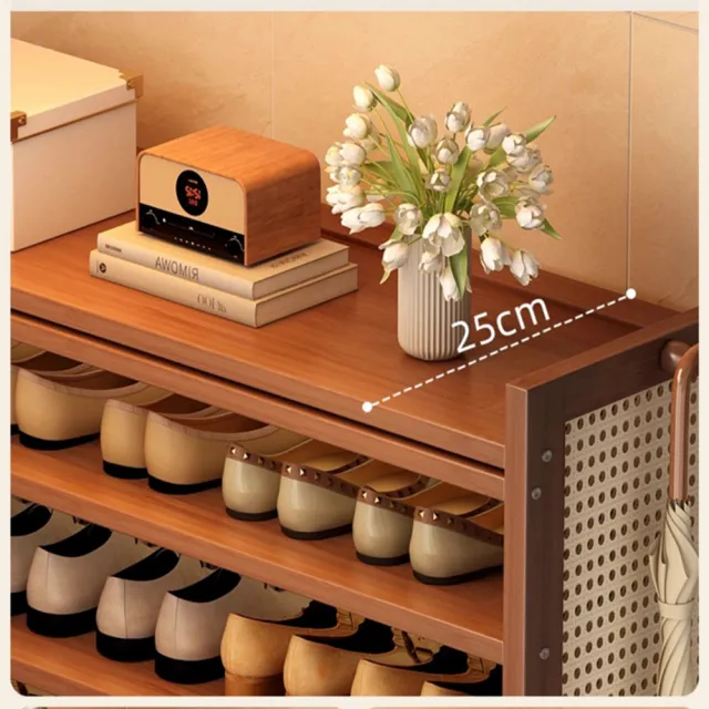 【Quality 聚家】玄關收納鞋架帶簾子透氣層架 六層款 多層家用門口鞋櫃(鞋櫃/鞋架/收納架/靠墻架/防塵架)