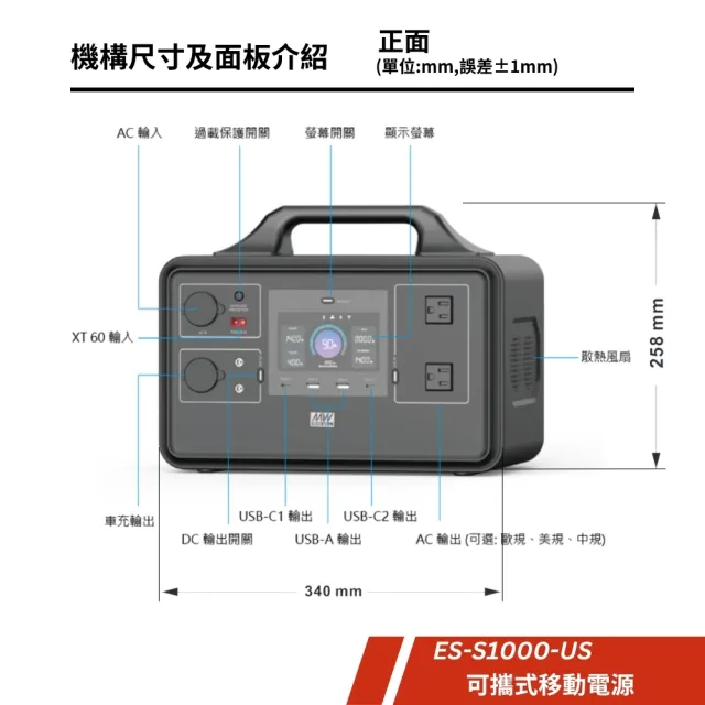 【MEAN WELL】ES-S1000-US(明緯 可攜式移動電源  露營 停電應急好幫手)