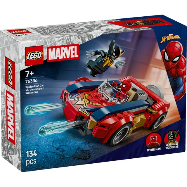 【LEGO 樂高】漫威超級英雄系列 76336 蜘蛛人汽車大戰猛毒化金鋼狼(玩具車 Marvel 積木 玩具)
