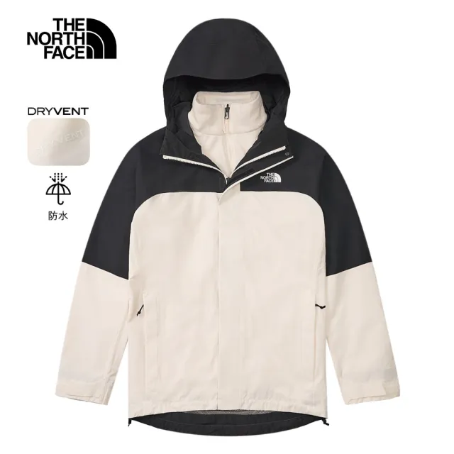 【The North Face 官方旗艦】中性款防水透氣抓絨內裡三合一外套(多款任選)