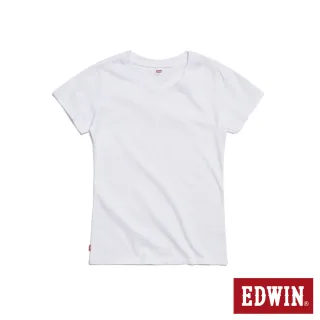 【EDWIN】女裝 基本印花短袖T恤(白色)