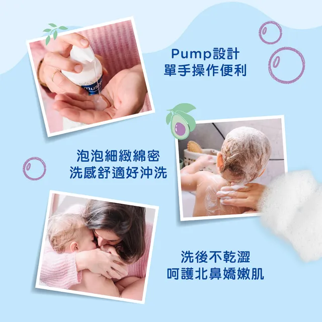 【Mustela 慕之恬廊】慕之幼 洗沐護膚組 多慕雙潔乳500mlX2＋爽身潤膚乳300mlX2(寶寶新生兒 洗髮沐浴乳液)