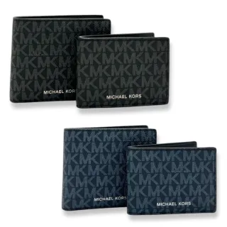 【Michael Kors】MK 男生 短夾 滿版LOGO 1+1可拆式多卡收納 皮夾(36U9LCRF6B)