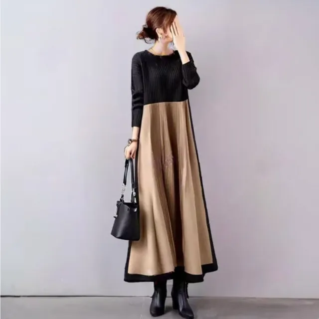 【LANNI 藍尼】★日系素色針織洋裝(女裝/連衣裙/連身裙/針織衫/通勤)