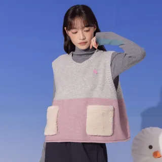【gozo】MOMO獨家款★限量開賣 QQ毛口袋配色毛衣背心(兩色)