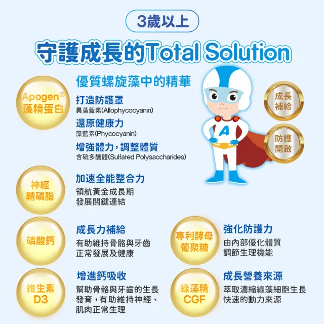 【遠東生技】Apogen藻精蛋白兒童防護嚼錠 兒童嚼錠 3入防護組(60公克/瓶X3)