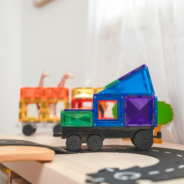 【Connetix】彩虹磁力積木-磁力運輸車組50pc(磁力積木)
