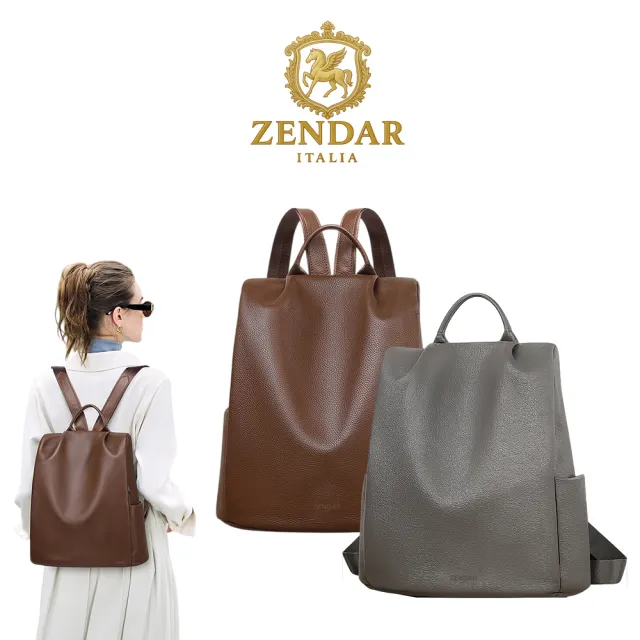 【ZENDAR】直播限定 台灣總代理 限量1折 頂級超柔軟小牛皮防盜後背包 米樂系列 全新專櫃展示品(2色選)