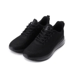 【鞋全家福】C&K 飛織全氣墊跑鞋 全黑 男鞋