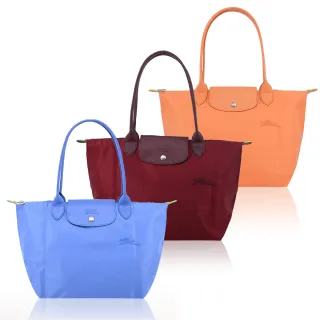 【LONGCHAMP】LE PLIAGE GREEN系列刺繡長把再生尼龍摺疊水餃包(中/多色選)