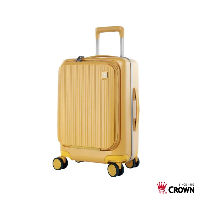 【CROWN 皇冠】Boxy 21吋 前開式框架拉鍊登機箱 防盜雙齒拉鍊箱(行李箱/旅行箱/密碼鎖)
