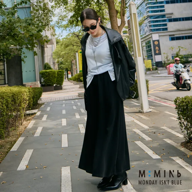 【M:MINb】不挑身形彈性直筒長裙(黑色/中大尺碼女裝/大尺碼女裝/XL女裝/下著/裙子/直筒裙)