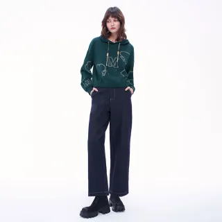 【MOMA】M+ 慵懶漫步針織牛仔綿羊毛錐形褲(深藍色)