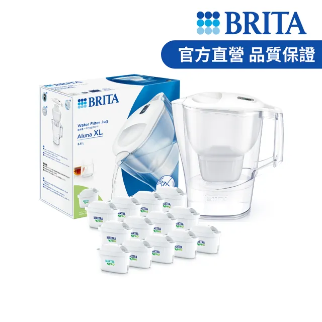 【BRITA】官方直營 Aluna XL愛奴娜濾水壺+MXPRO去水垢12入濾芯(共1壺13芯)