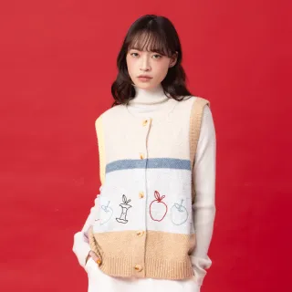 【gozo】迪士尼系列 just one bite刺繡開襟背心(兩色)