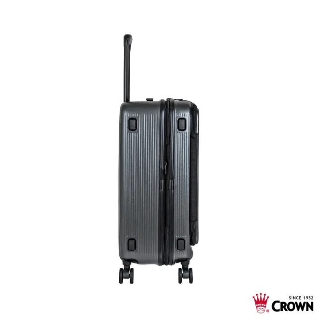 【CROWN 皇冠】DOPPIO 25吋 前開式霧面拉鍊 拉桿箱(行李箱/旅行箱/密碼鎖)