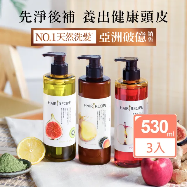 【Hair Recipe】舊品出清! 生薑蘋果/ 生薑清茶 洗髮精/潤髮乳530g 3入(強韌x防斷)