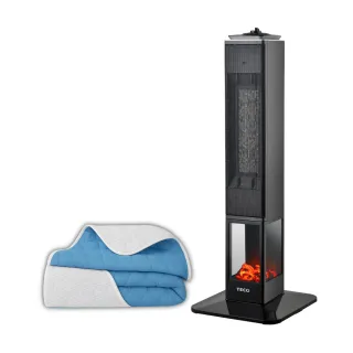 【TECO 東元】石墨烯3D擬真火焰PTC陶瓷立式電暖爐/暖氣機/電暖器(XYFYN3008CBB加附石墨烯機能被)