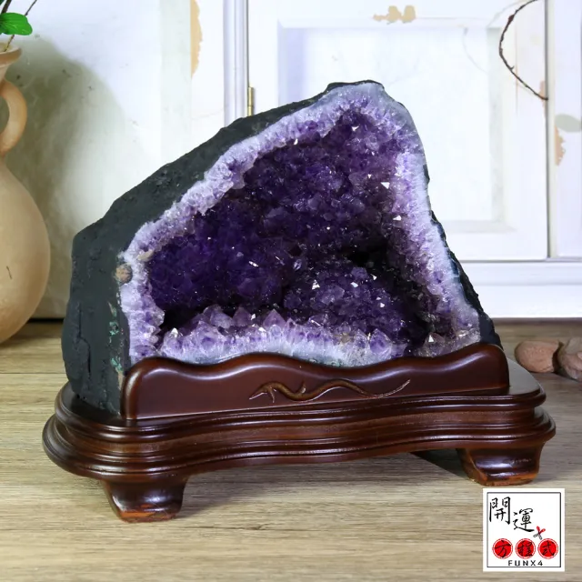 【開運方程式】巴西紫晶洞綠幽靈共生瑪瑙邊JU453(6kg紫水晶洞風水開運擺設)