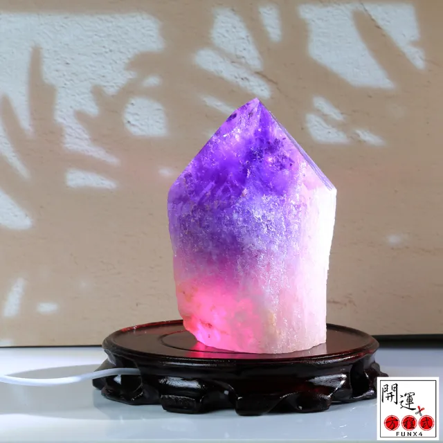 紫水晶☆台付 開運方程式】金字塔幻影紫水晶柱700-860g(附實木LED燈座老料骨幹水晶體
