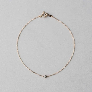 【ete】K18 經典單鑽包鑲鑽石手鍊-0.01ct(玫瑰金色)