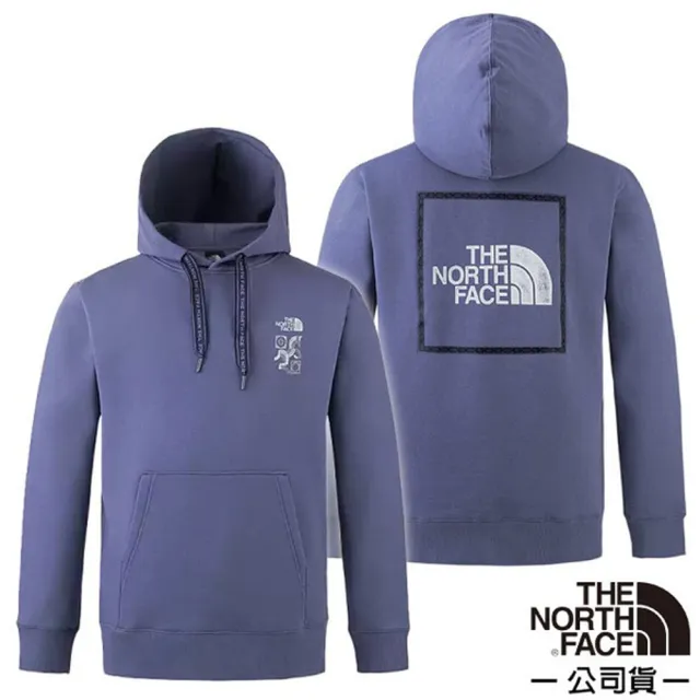 【The North Face】男女 中性 棉質混紡連帽長袖T恤.帽T.休閒運動上衣.套頭衫(8DQX-BTR 暮光紫)