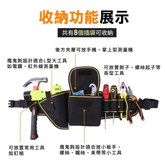【智殿】加厚卡扣工具包 工具腰包 腰間工具包 維修工具袋 五金工具包(165-OBBED 水電工腰包 裝修工具包)