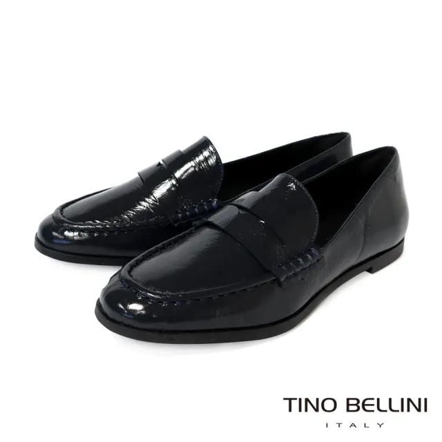【TINO BELLINI 貝里尼】巴西進口 經典造型深藍漆皮樂福鞋FYLV046-4(藍色)