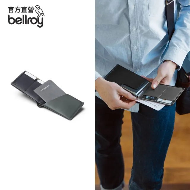 【Bellroy】官方直營 Travel Wallet 真皮護照夾 - RFID防盜(墨灰綠/出國必備/護照夾)