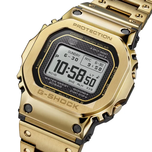【CASIO 卡西歐】G-SHOCK 新進化 全金屬 太陽能x藍牙 多功能電子腕錶 錶 週年慶 雙11(GMW-BZ5000GD-9)